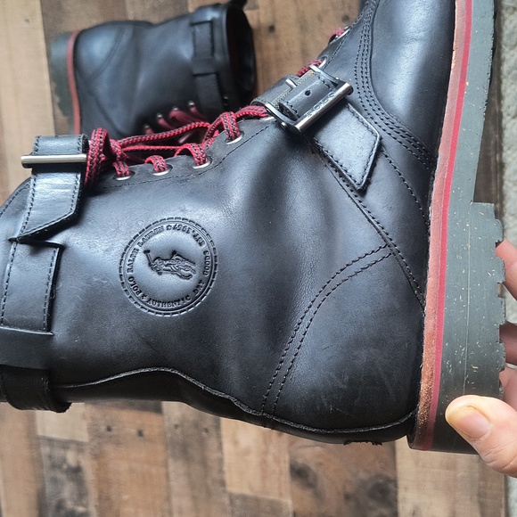 Polo Ralph Lauren Double Strap Leather Maurice Moto Boots Black Sz 12 Men - Picture 4 of 17